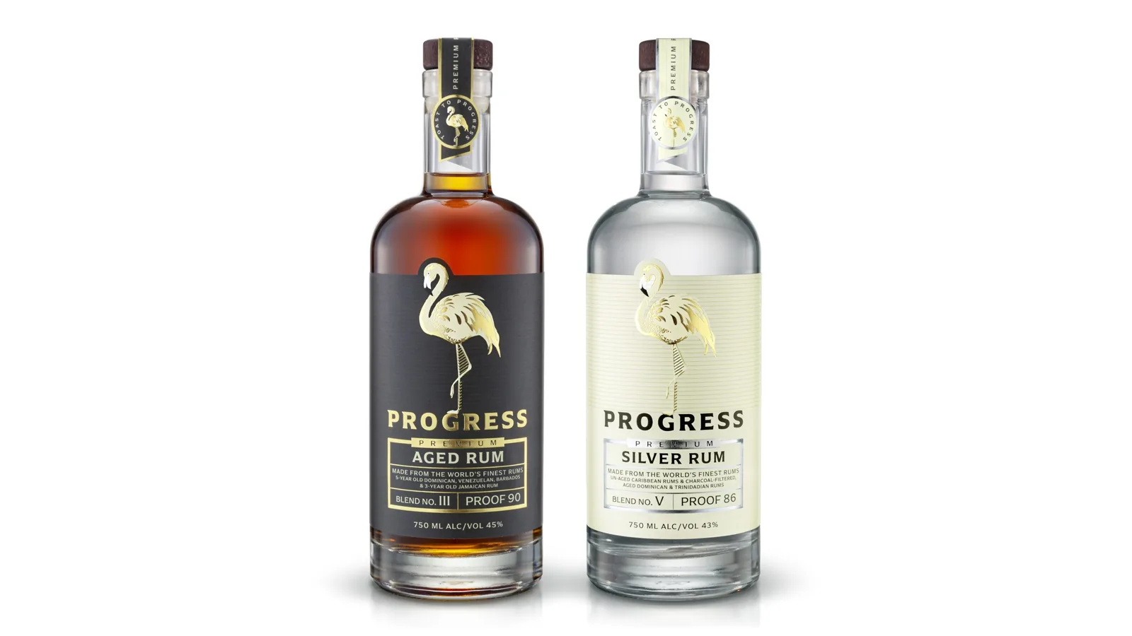 Progress Rum bottles